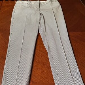 Talbots  Women’s Navy and White Seersucker Flat Front Ankle Pants